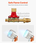 Powerful Propane Heat Gun With 187660 BTU Output, adjustable regulator, flame control, and two adjustable flame images