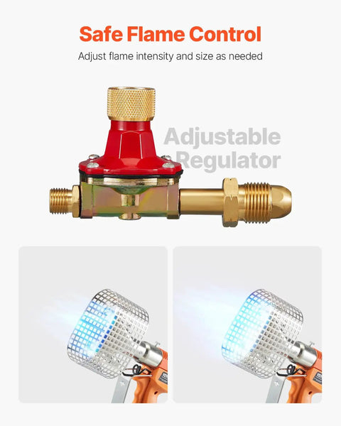 Powerful Propane Heat Gun With 187660 BTU Output, adjustable regulator, flame control, and two adjustable flame images