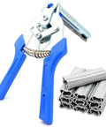 Type M Hog Ring Pliers Kit with 2400 M Clips for fence fastening, upholstery installation, and animal cages, auto nailing design
