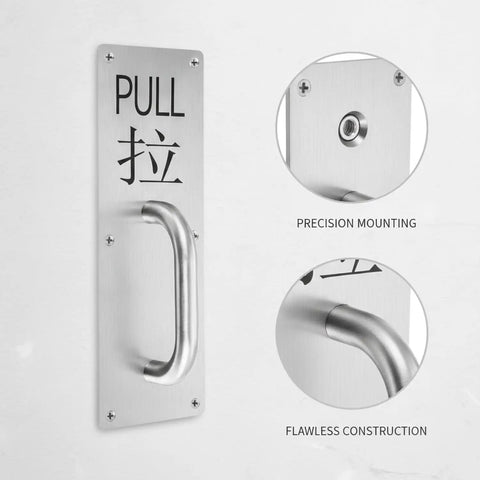 Beefy Silver Bar Door Handle For Exterior Doors Surface Mounted Push Pull Hardware 304 Stainless Steel Heavy Duty
