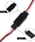 Close-up of 15 Pack 3 Pin Servo Extension Cables 15 Cm Male to Female connectors in black, white, and red.