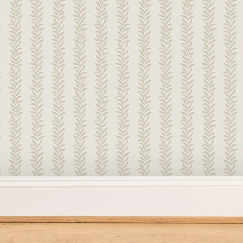 Botanical Stripe Vinyl Wallpaper With Subtle Leather Texture And Dang Durable Type Two Commercial Grade Wallcovering, beige stripe design.