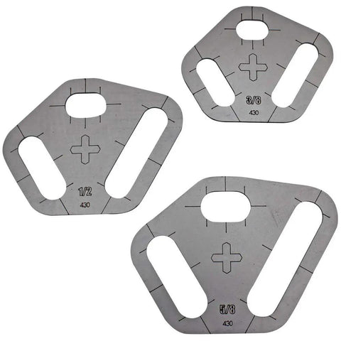 Tri Slot Cutter Stencil Kit Pro Grade 3 Piece Guide for Precise Slot Cuts 0.430 Inch Diameter includes laser-etched sizes