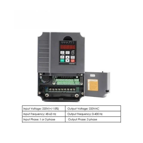 Beefed-Up 7.5kW VFD Inverter For 220V 380V Motors, Smooth Variable Frequency Drive With 1 HP Or 3 HP Input And 3 HP Output, Energy Saving, Pure Copper Windings, Safe Durable Performance, front view