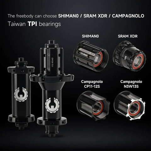 Hub options for Carbon Fiber Road Bike Wheels 38mm Tubeless Ready Clincher Rims 700C with SHIMANO, SRAM XDR, Campagnolo