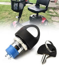 Ignition Switch With Key For Mobility Scooter Replacement Start On Off Keyed Switch With 2 Keys Compatible With Go Go Victory Series And Revo 2 Spare Keyed Start Button For Power Wheelchairs shown with scooter