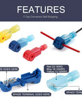 TTap Wire Connector Quick Splice Kit for 22 18 16 14 12 10 AWG in assorted colors, showing self-stripping connectors and spade terminals.