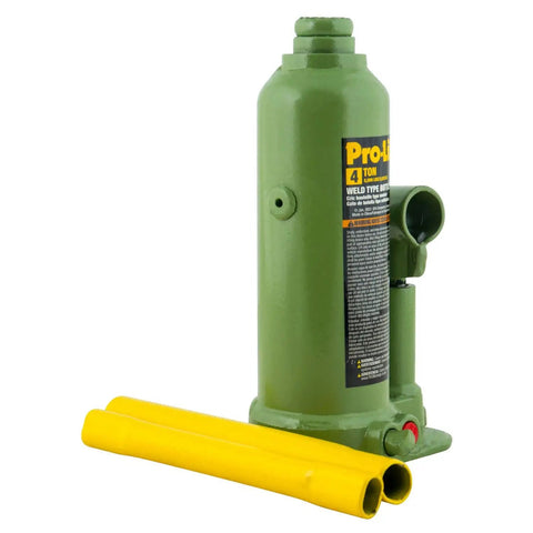 Beefy Welded Bottle Jack 4 Ton Capacity Hydraulic Lift With Side Pump And Two Piece Handle Lifts From 7.5 To 14.25 Inches For Cars And Home Garages Heavy Duty Shop Gear