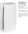 The Real Deal 5 Stage Air Purifier With On Demand Ion Tech And Pure Carbon Layers To Kick Out Dust Smoke And Allergens Inside Rooms Spanning 560 Square Feet, white compact design with controls.