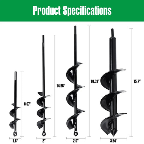 Planting Auger Drill Bit Set Four Pack Three Eighth Inch Hex Drive Garden Bits For Quick Post Holes And Bulbs Flowers And Fast Planting