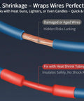 580 Piece Heat Shrink Tubing Kit For Wires Industrial Grade 2 To 1 Shrink Ratio demonstrating insulation on wires.