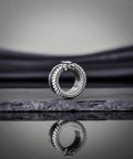 Dope Dragon Steel Ear Gauges 00G 10mm with screw back, diamond accent, silver tone stainless steel tunnels for men and women