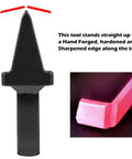 Anvil Hardy Cutter Tool Three Quarter Inch Shaft For Hot Cut Work Forge Tool with black finish and sharpened hand-forged edge.