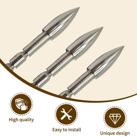 12 Pack Archery Field Points 80 100 120 Grain Stainless Steel Practice Arrow Tips For 4.2mm Shafts Laser Cut With Precise Tolerance