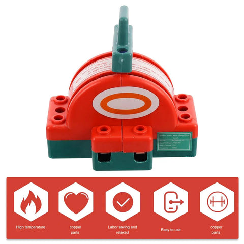 Visible Disconnect Knife Switch 32A 220V DPDT Two Pole Power Isolation, red plastic and copper, industrial control use