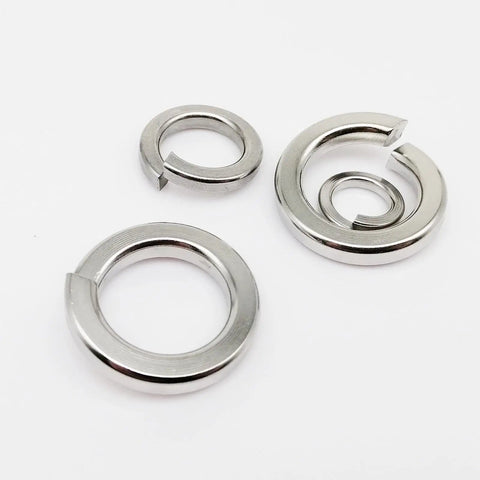 Over 1035 Piece Stainless Steel Split Lock Washer Set M1.6 To M16, 304 Grade Spring Washers Assortment Kit With Elastic Gasket, Built For Vibration Proof, DIY Friendly, Secure Fastening For Nuts And Bolts close-up