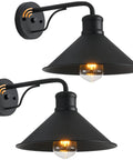 No Fuss Smart Dusk To Dawn Sensor Wall Sconce Outdoor Lighting Fixture Industrial Matte Black Exterior Barn Light Two Pack