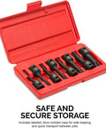 Half Inch Drive Torx Star Socket Set 8 Piece Long 3 Inch Length Cr Mo Impact Sockets From T30 To T70 Black Phosphate Finish