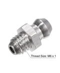 Stainless Steel Straight Grease Fitting M6 x 1mm Thread For Hydraulic Systems, rust resistant, shown in close-up view
