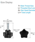 Star Clamping Knobs M8 Thread 21mm Stud 30mm Head Black Plastic Thumb Screw Size Diagram