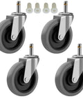 Heavy Duty 4 Inch Swivel Casters Featuring No Sweat Setup, Smooth Rubber Utility Cart Replacement Wheels, Top Shelf Quality Rollers for Mop Buckets And Shop Vac Gear, Solid Gangbusters Performance, four-pack with stems.