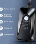 Heavy Duty Outdoor Dimmer For String Lights Featuring Extra Dope Remote Control And Reliable Timer Waterproof Switch For Patio Setup And Dimmable Led Bulbs with brightness adjustment and remote.