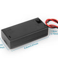 3 Pack Slick Dual AA Battery Case With Built In Toggle Switch And Hookup Wire Leads For Plug And Play Power Setup That Gets The Job Done Without Any Headaches Or Extra Wiring Hassles, black plastic holder with dimensions labeled.
