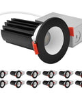 Top Shelf 2 Inch Led Recessed Lighting With Glare Blocking Deep Regressed Housing Swappable White And Black Trim Covers in a bulk pack.