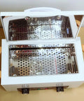 Beast Mode High Temperature Dry Heat Sterilizer Autoclave 110V 300W 1.5L Metal Tools Only Disinfection Box With Magnetic Induction Switch 50 to 220 Degree C Ideal for Small Cosmetology Tools and Dental Instruments, open white metal chamber