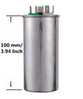 50 Plus 7.5uF Dual Run Circular Start Capacitor For AC Motors Fans Condensers And Heat Pumps, 100mm height with terminals
