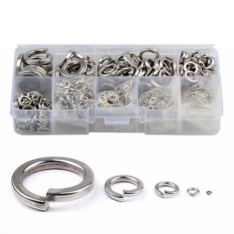 600Pcs 304 Stainless Steel Spring Split Lock Washer Assortment Set M2 M2.5 M3 M4 M5 M6 M8 M10 M12 For Screws And Nuts Heavy Duty Vibration Resistant Hardware Kit in organizer box