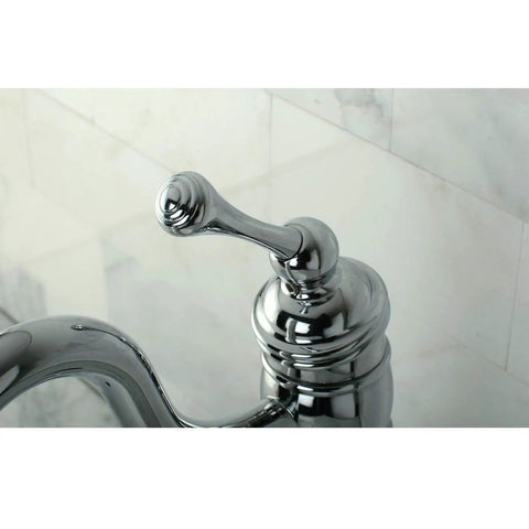 Close-up of Heritage Vessel Sink Faucet With Optional Cover Plate 6-1/8-Inch Polished Chrome Single Handle 1-Hole Install