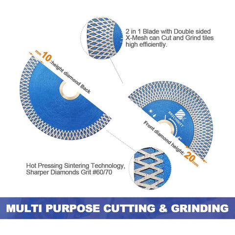 Image of 2Pcs 115mm Super Thin Diamond Cutting Grinding Disc Heavy Duty With X Teeth Arbor 7 8 Inch To 5 8 Inch