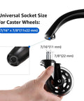 Universal socket size for Heavy Duty Office Chair Base Replacement With Universal Fit Caster Sockets And Matte Black Finish for gaming.