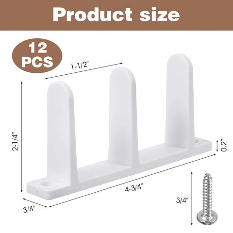 12 Pack Sliding Closet Door Floor Guides, Universal ABS Bottom Guides For 1-3/8 Inch Thick Doors, White Cabinet Hardware With Screws