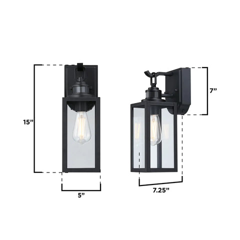 Super Practical Traditional One Light Outdoor Wall Fixture With Motion Sensor Dusk To Dawn Sensor Matte Black Clear Glass Lantern