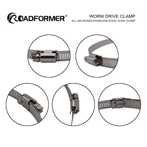Beefy 4 Inch Worm Gear Hose Clamp Full Stainless Steel With Half Inch Band Width Fits 90mm To 114mm Hose Clamps SAE 64 Range