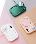 Portable Digital Cup Warmer With Three Heat Settings Hits The Spot Every Time Keeps Your Daily Brew Steaming Hot sleek green, white, and pink coasters.