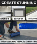 9 Inch Wide Concrete Texture Roller Kits With Durable Polyurethane 3x3 In Slate Pattern Stamp Tool in use on walkway
