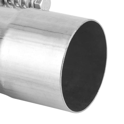 Close-up of Stainless Steel Flange Repair Pipe Kit With Spring For Fast Leak Seal and Quick Install Universal Fit For 2.75 Inch Tubing.