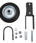 Built Tough 6 Inch Heavy Duty Gate Wheel With Solid Rubber Tire and mounting hardware for outdoor duty on fences.