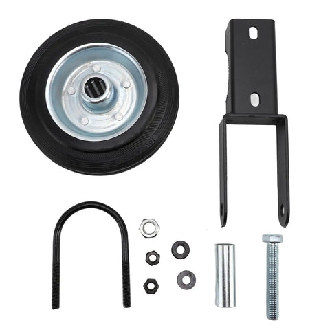 Built Tough 6 Inch Heavy Duty Gate Wheel With Solid Rubber Tire and mounting hardware for outdoor duty on fences.