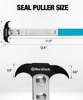 Duratech seal puller with blue handle and chrome shaft; heat-treated steel head for automotive use, 12.4 inches.