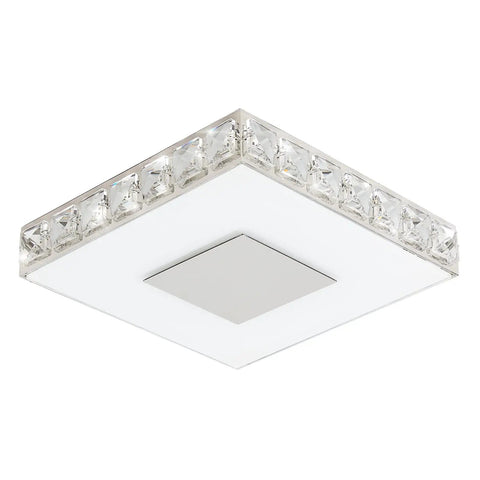 14 Inch Crystal Flush Mount Ceiling Light LED Close To Ceiling Fixture Modern Dimmable Crystal Chandelier For Kitchen Bedroom Foyer Hallway K9