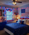Patriotic 200 LED Red White Blue String Lights Indoor Outdoor 75.8 Ft Extendable Green Wire Waterproof Mini Lights in bedroom decor