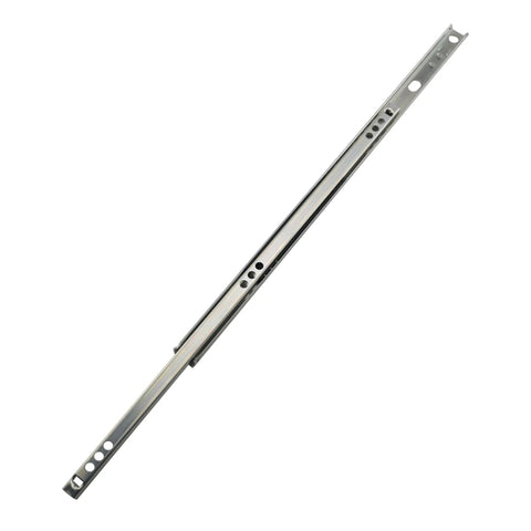 2 Pack 13.5 Inch Drawer Slides With Mounting Screws Cold Rolled Steel Glide Tracks For Cabinets Furniture And Lab Carts Smooth As Butter Operation No Hassle Install Rust Proof Finish, showing a single steel track.