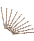 HSS M35 Cobalt Twist Drill Bits Set 4mm Pack Of 10 for Stainless Steel shown in fanned arrangement