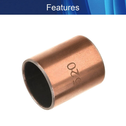 15Mm Inner Diameter X 17Mm Outer Diameter X 20Mm Long Oilless Sleeve Bearing Carbon Steel Bronze Bushing showing bronze exterior.
