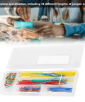 Hassle Free Professional Grade Preformed Jumper Wires With Right Angle Pins For Breadboards and Circuit Prototyping, 140 pc kit in clear storage box.
