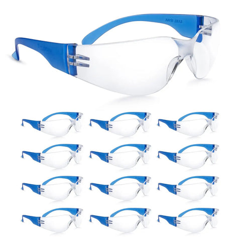 All Day Comfort Safety Glasses For Work, Lab, And Construction, ANSI Z87.1 Impact Resistant Eye Protection For Men And Women, Anti Scratch, UV400 Blocking, Lightweight Polycarbonate Wrap Around Glasses, Bulk Pack Of 24